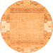 Round Machine Washable Abstract Orange Modern Area Rugs, wshabs3234org