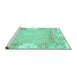 Sideview of Machine Washable Abstract Turquoise Modern Area Rugs, wshabs3234turq