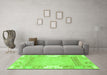 Machine Washable Abstract Green Modern Area Rugs in a Living Room,, wshabs3234grn