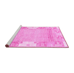 Sideview of Machine Washable Abstract Pink Modern Rug, wshabs3234pnk