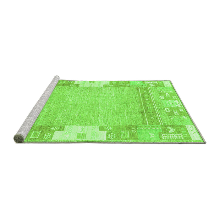 Sideview of Machine Washable Abstract Green Modern Area Rugs, wshabs3234grn