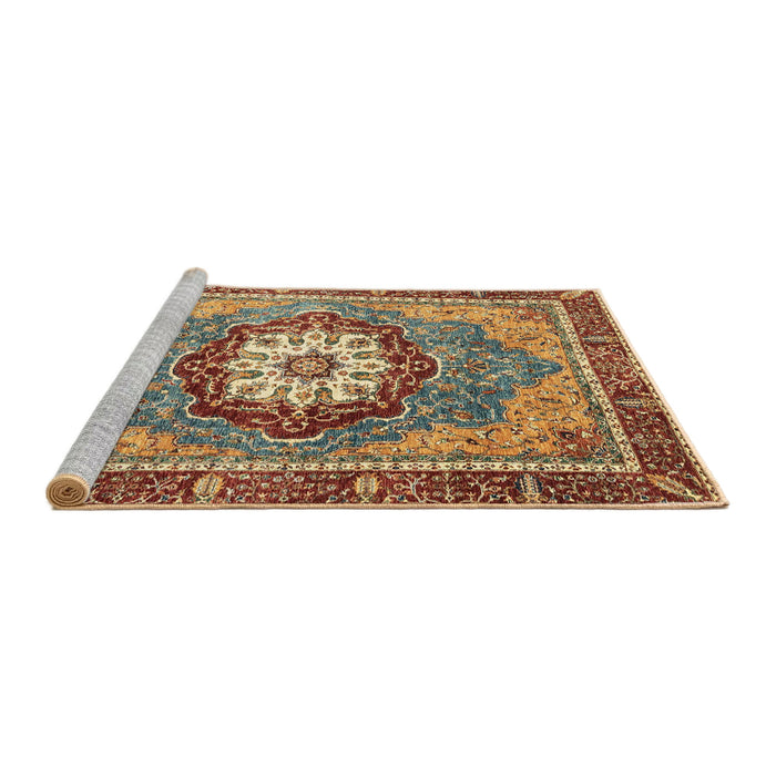 Sideview of Machine Washable Abstract Brown Red Rug, wshabs3235