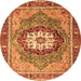 Round Abstract Orange Modern Rug, abs3235org