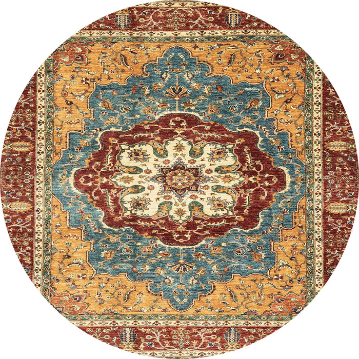 Round Machine Washable Abstract Brown Red Rug, wshabs3235