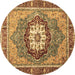 Round Machine Washable Abstract Brown Modern Rug, wshabs3235brn