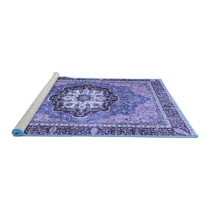 Sideview of Machine Washable Abstract Blue Modern Rug, wshabs3235blu