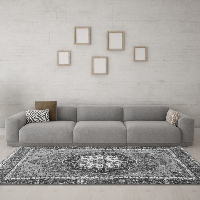 Machine Washable Abstract Gray Modern Rug in a Living Room,, wshabs3235gry