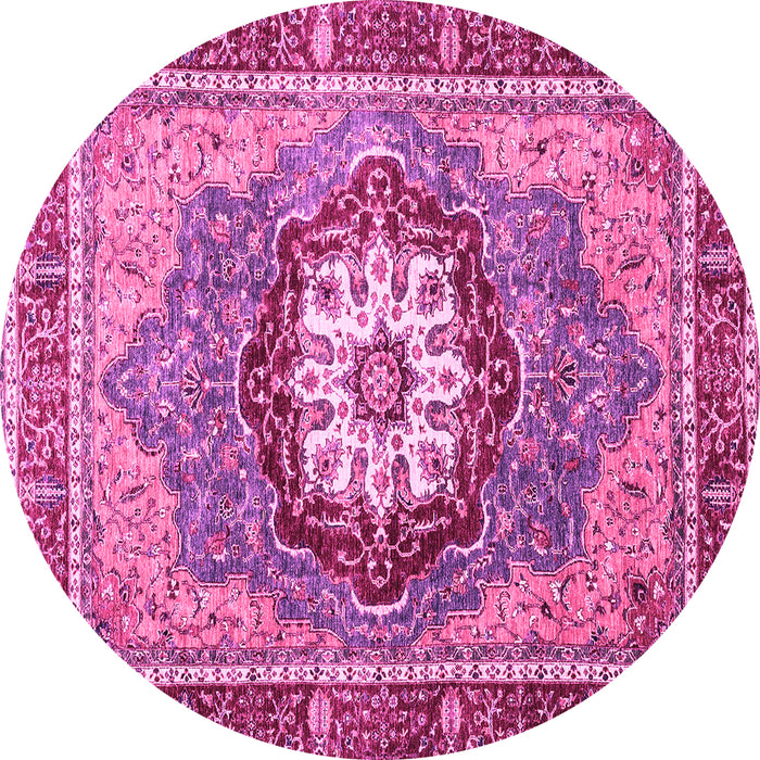 Round Machine Washable Abstract Pink Modern Rug, wshabs3235pnk