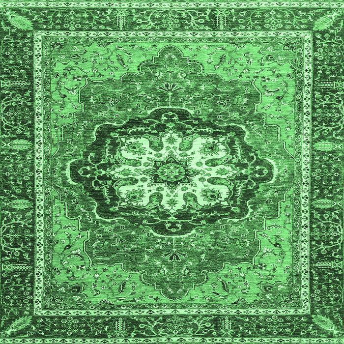 Square Machine Washable Abstract Emerald Green Modern Area Rugs, wshabs3235emgrn