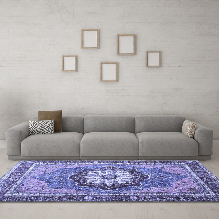 Machine Washable Abstract Blue Modern Rug in a Living Room, wshabs3235blu
