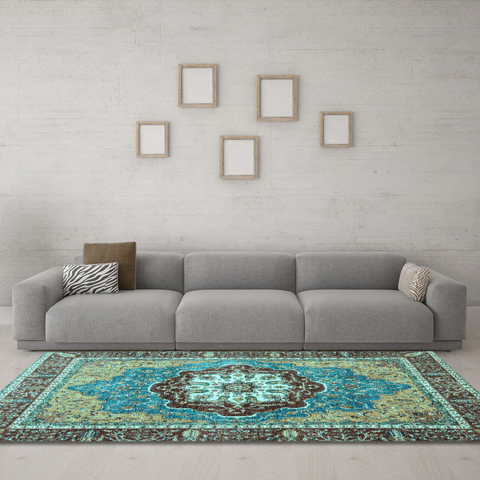 Machine Washable Abstract Light Blue Modern Rug in a Living Room, wshabs3235lblu