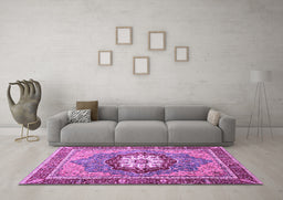 Machine Washable Abstract Purple Modern Area Rugs in a Living Room, wshabs3235pur