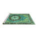 Sideview of Machine Washable Abstract Turquoise Modern Area Rugs, wshabs3235turq