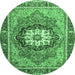 Round Abstract Emerald Green Modern Rug, abs3235emgrn