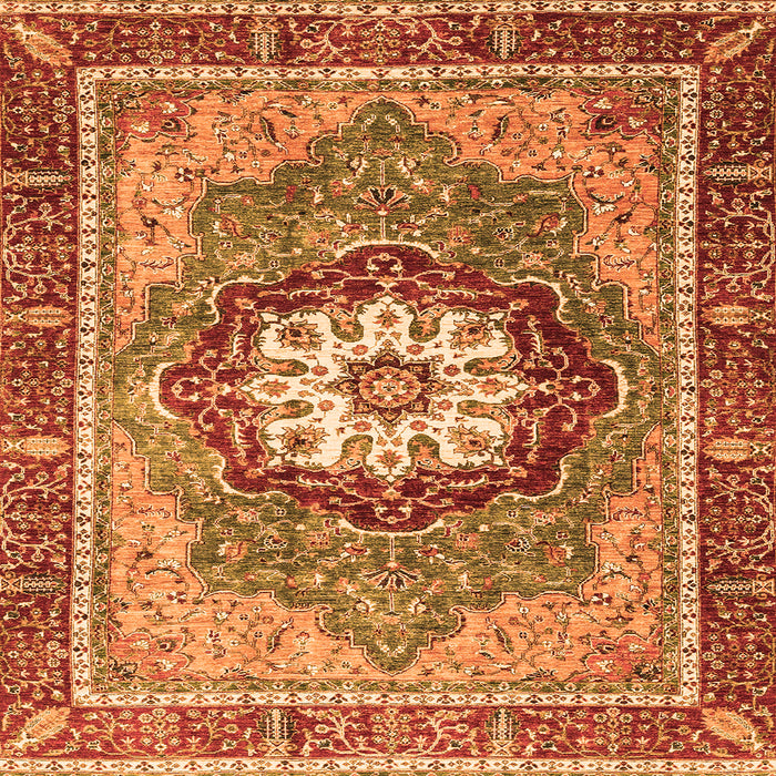 Square Machine Washable Abstract Orange Modern Area Rugs, wshabs3235org