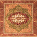 Square Machine Washable Abstract Orange Modern Area Rugs, wshabs3235org