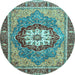 Round Machine Washable Abstract Light Blue Modern Rug, wshabs3235lblu