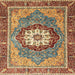 Square Machine Washable Abstract Brown Red Rug, wshabs3235