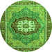 Round Machine Washable Abstract Green Modern Area Rugs, wshabs3235grn