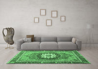 Machine Washable Abstract Emerald Green Modern Rug, wshabs3235emgrn