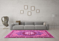 Machine Washable Abstract Pink Modern Rug, wshabs3235pnk