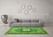 Machine Washable Abstract Green Modern Area Rugs in a Living Room,, wshabs3235grn