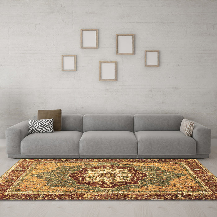 Machine Washable Abstract Brown Modern Rug in a Living Room,, wshabs3235brn