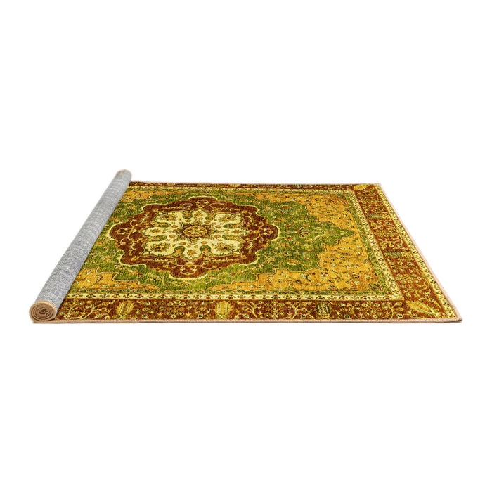 Sideview of Machine Washable Abstract Yellow Modern Rug, wshabs3235yw