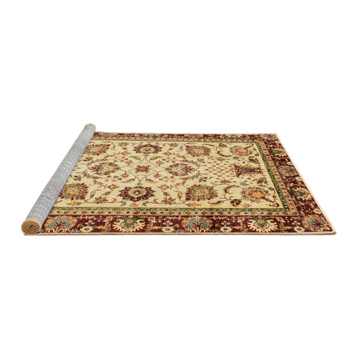 Sideview of Machine Washable Abstract Mustard Yellow Rug, wshabs3236