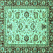 Square Oriental Turquoise Traditional Rug, abs3236turq