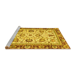 Sideview of Machine Washable Oriental Yellow Traditional Rug, wshabs3236yw