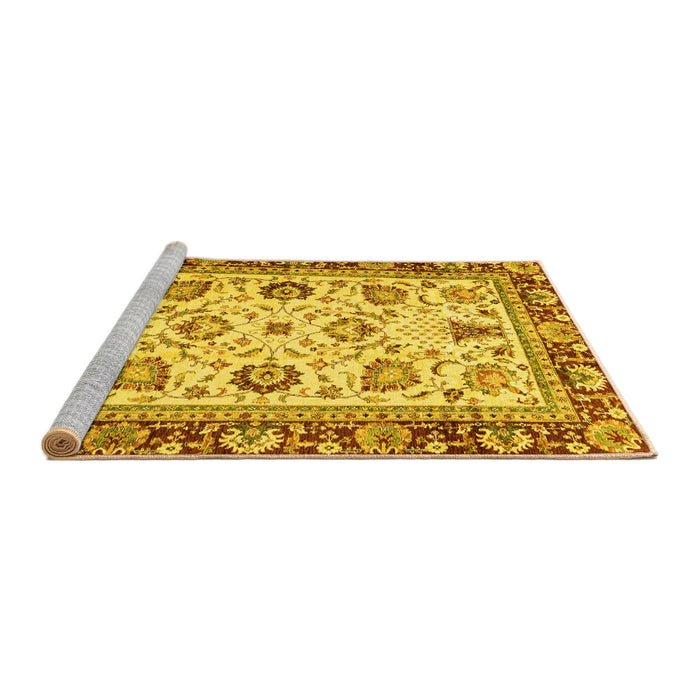Sideview of Machine Washable Oriental Yellow Traditional Rug, wshabs3236yw