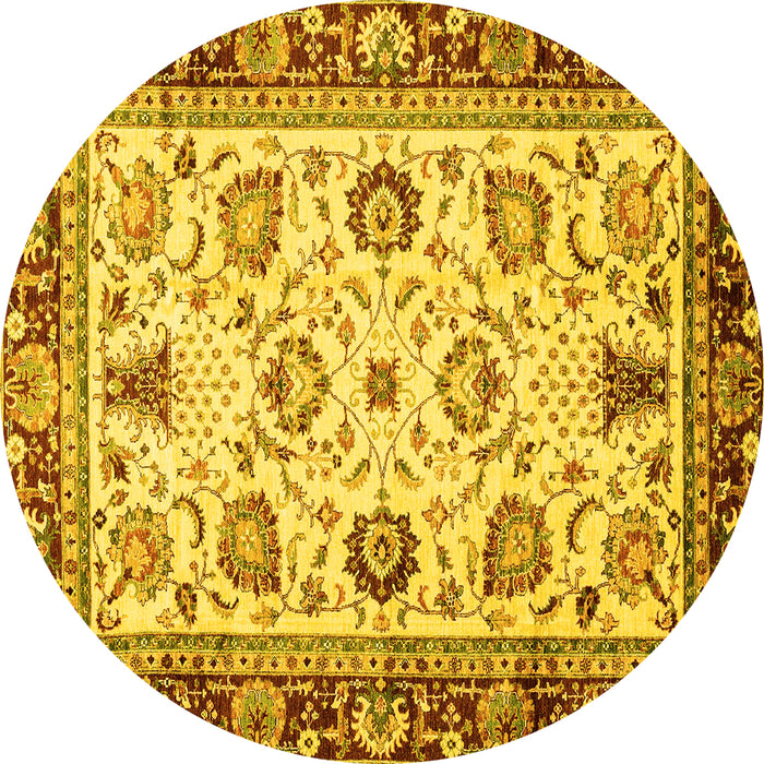 Round Oriental Yellow Traditional Rug, abs3236yw