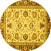 Round Oriental Yellow Traditional Rug, abs3236yw