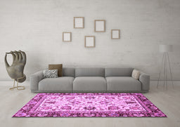 Machine Washable Oriental Purple Traditional Area Rugs in a Living Room, wshabs3236pur