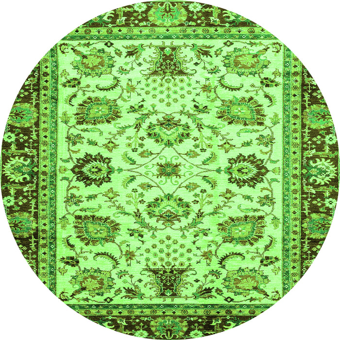 Round Oriental Green Traditional Rug, abs3236grn