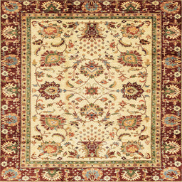 Square Abstract Mustard Yellow Oriental Rug, abs3236