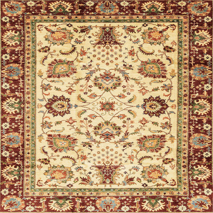 Square Abstract Mustard Yellow Oriental Rug, abs3236