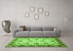 Machine Washable Oriental Green Traditional Area Rugs in a Living Room,, wshabs3236grn