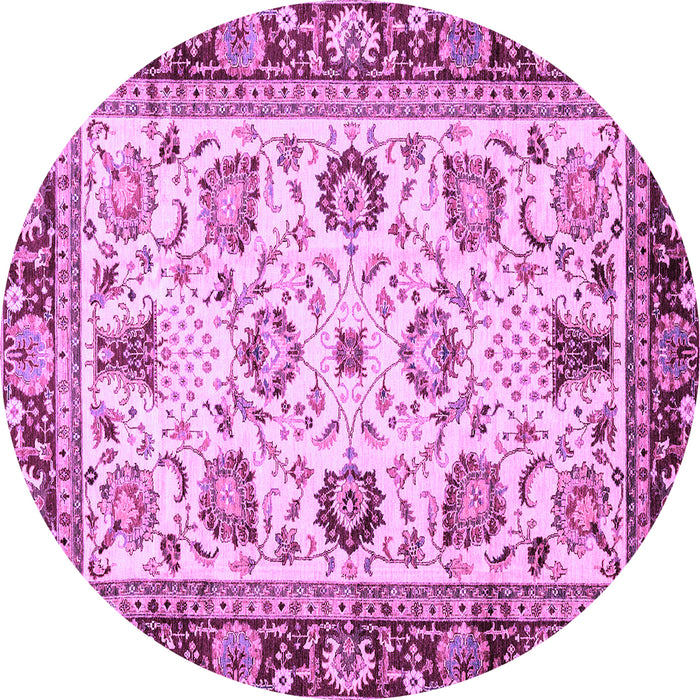 Round Machine Washable Oriental Purple Traditional Area Rugs, wshabs3236pur