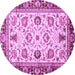 Round Machine Washable Oriental Purple Traditional Area Rugs, wshabs3236pur