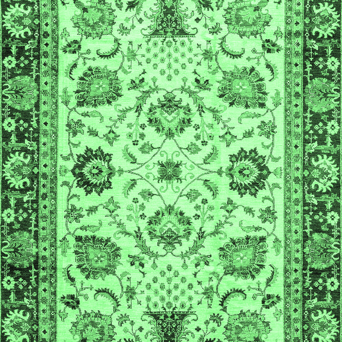 Machine Washable Oriental Emerald Green Traditional Area Rugs, wshabs3236emgrn