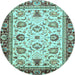 Round Oriental Light Blue Traditional Rug, abs3236lblu