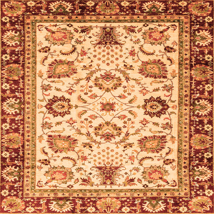 Square Oriental Orange Traditional Rug, abs3236org