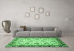 Machine Washable Oriental Emerald Green Traditional Area Rugs in a Living Room,, wshabs3236emgrn