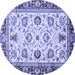 Round Machine Washable Oriental Blue Traditional Rug, wshabs3236blu