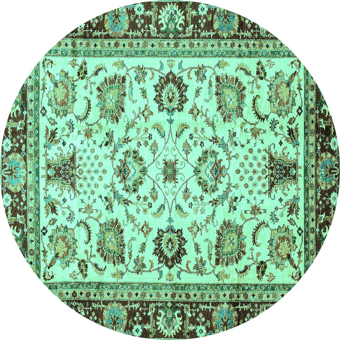 Round Oriental Turquoise Traditional Rug, abs3236turq
