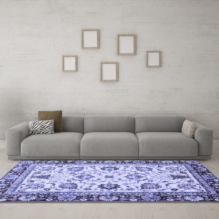 Machine Washable Oriental Blue Traditional Rug in a Living Room, wshabs3236blu