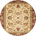 Round Abstract Mustard Yellow Oriental Rug, abs3236