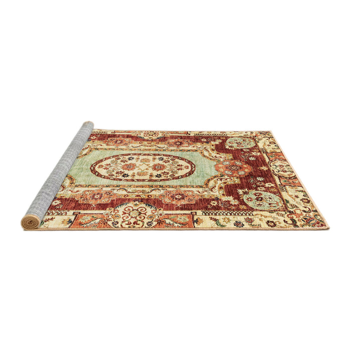 Sideview of Machine Washable Abstract Brown Gold Rug, wshabs3237